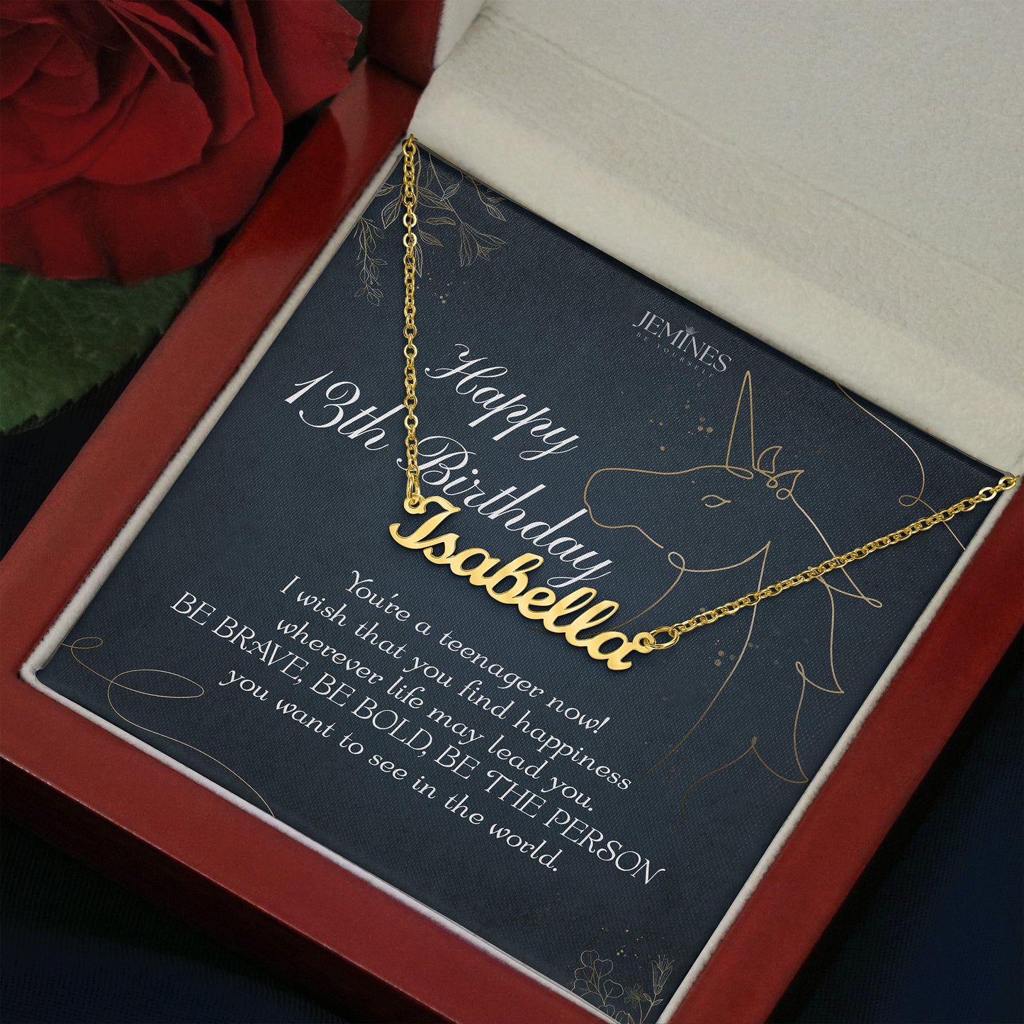 13th Birthday Custom Name Gold Necklace Gifts