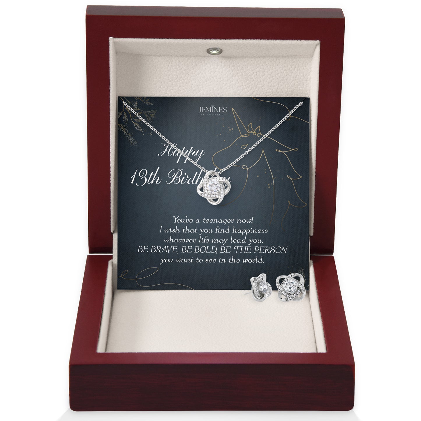 13th Birthday Love Knot Set Necklace Gifts