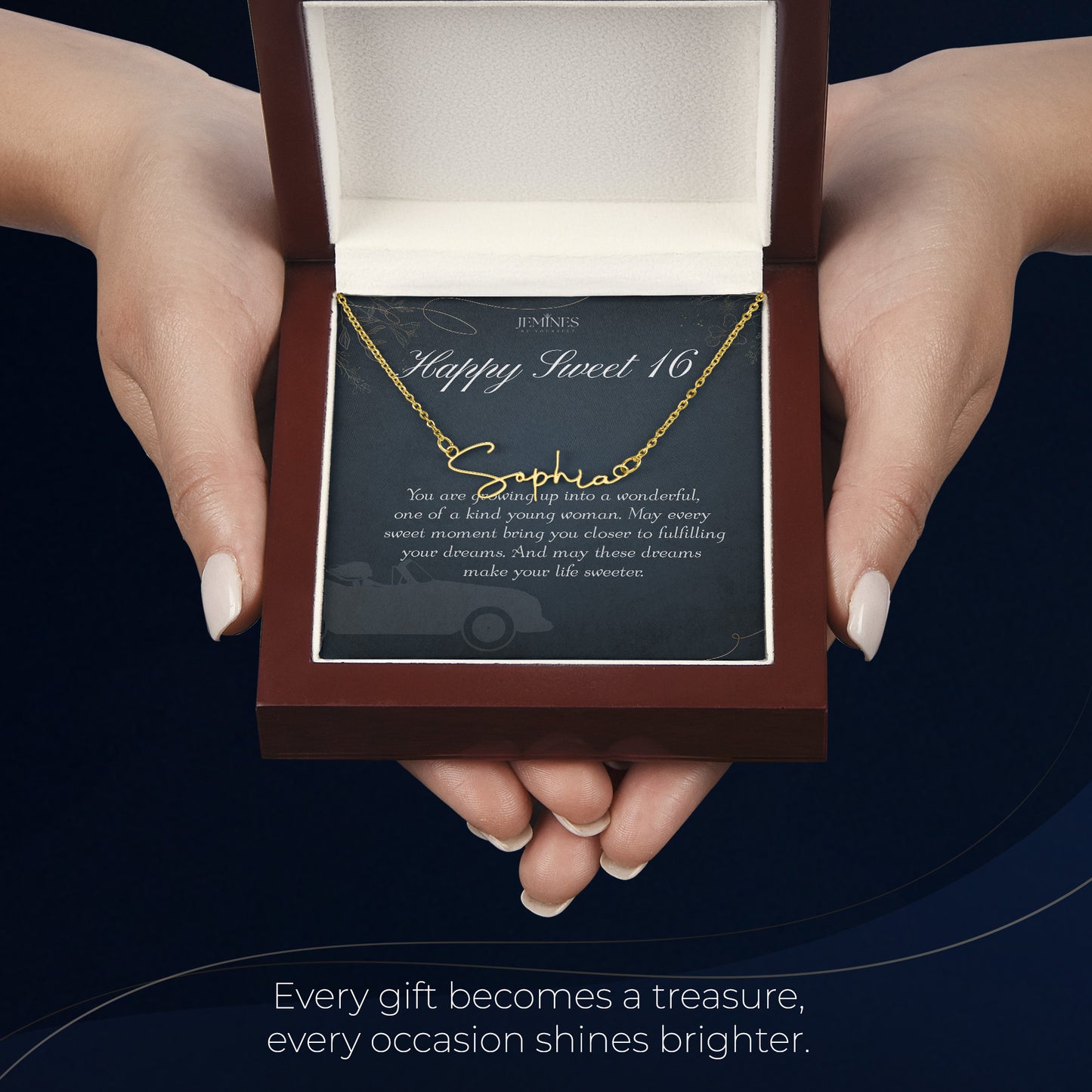 16th Birthday Custom Signature Name Gold Necklace