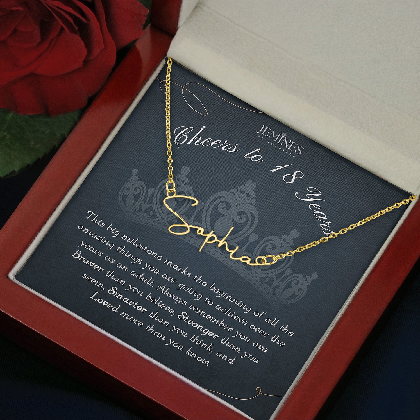 18th Birthday Custom Signature Name Gold Necklace