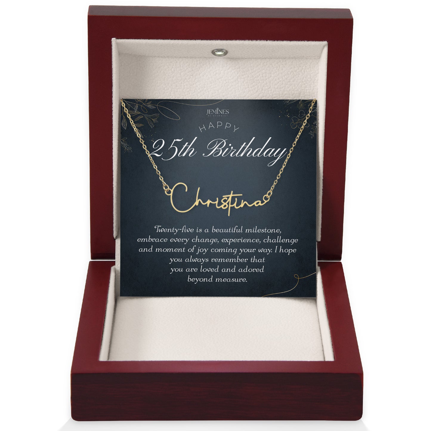 25th Birthday Custom Signature Name Gold Necklace