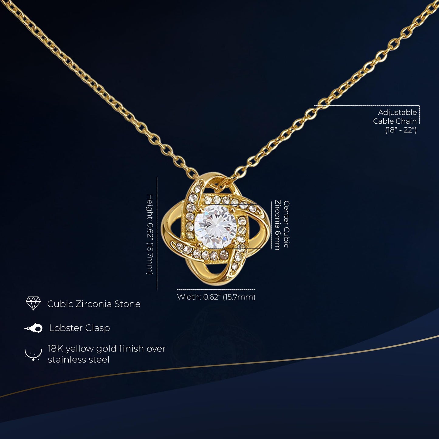 Love Knot Gold Necklace Elegant Gifts