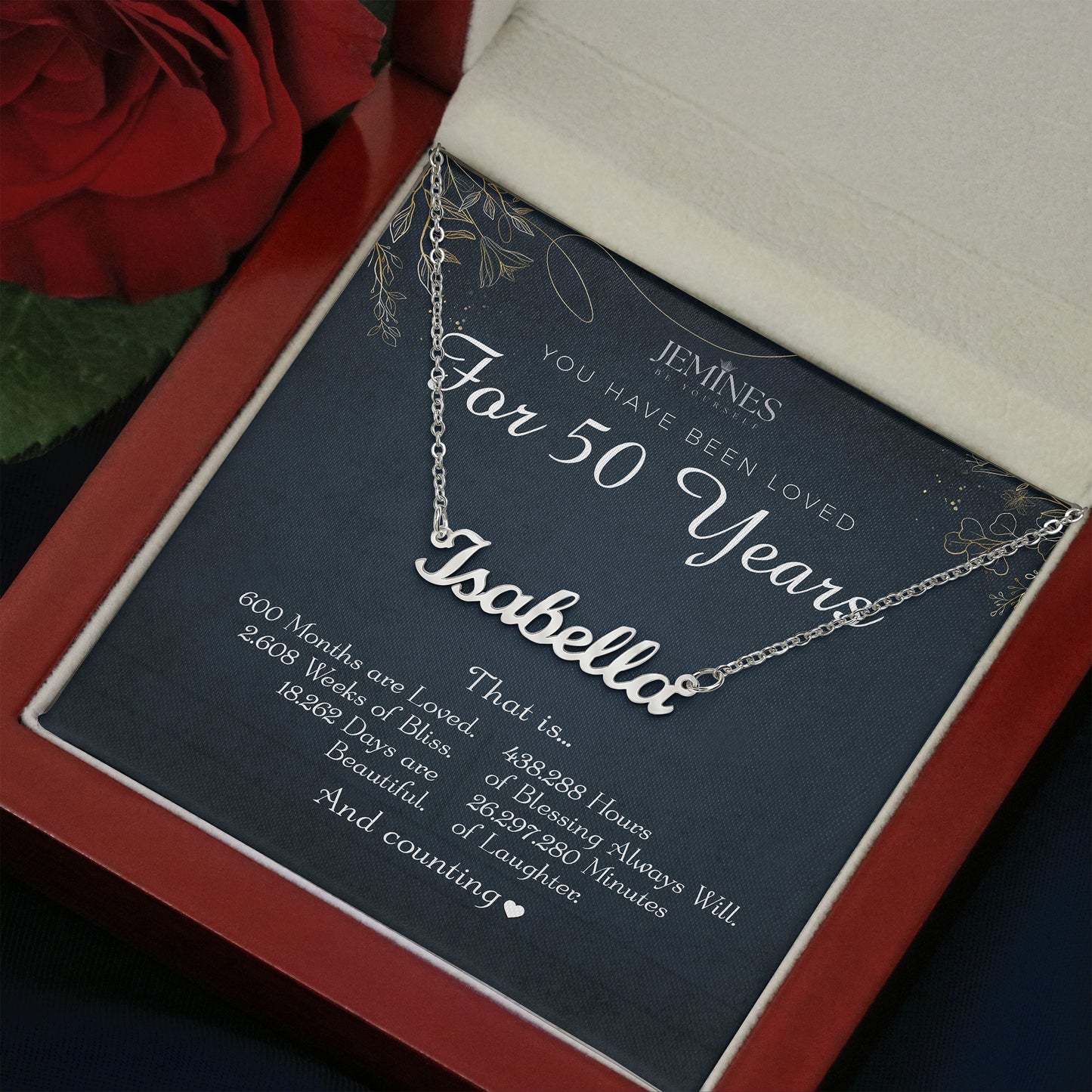 50th Birthday Custom Name Necklace Gifts