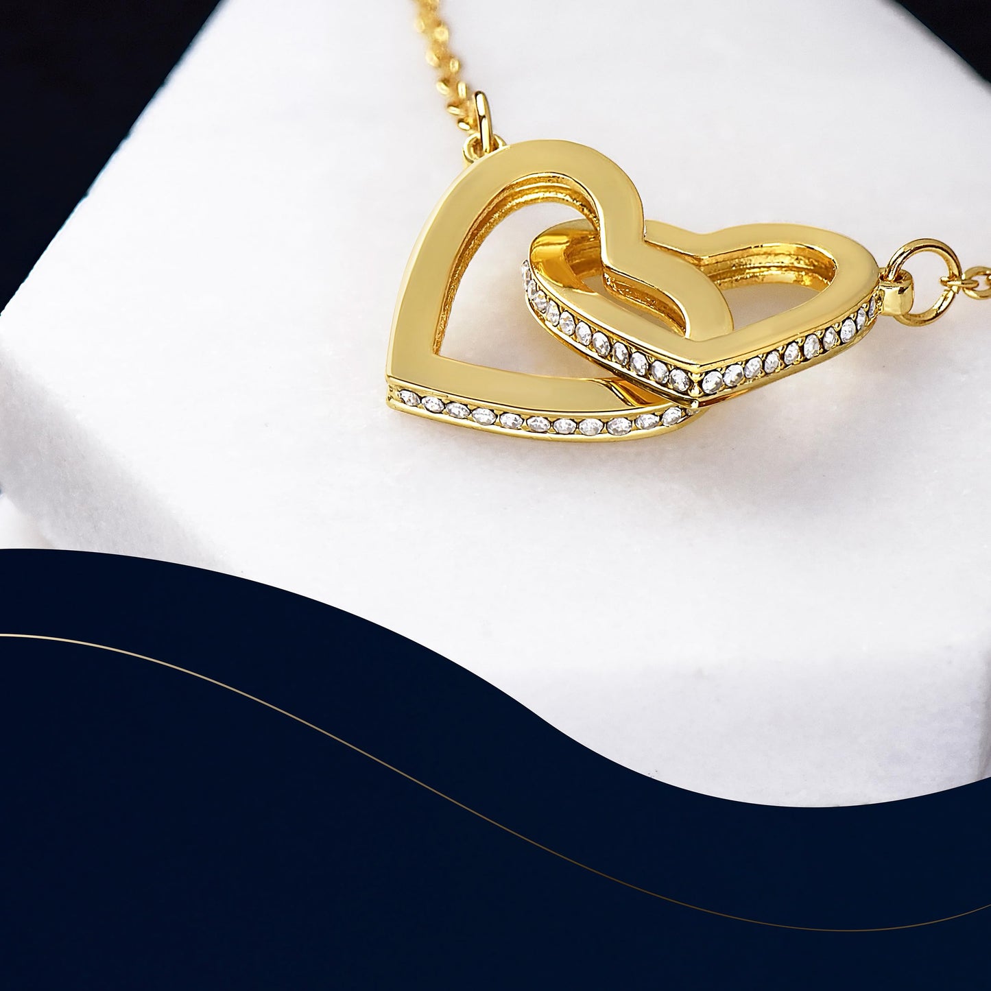 Interlocking Heart Gold Necklace Elegant Gifts
