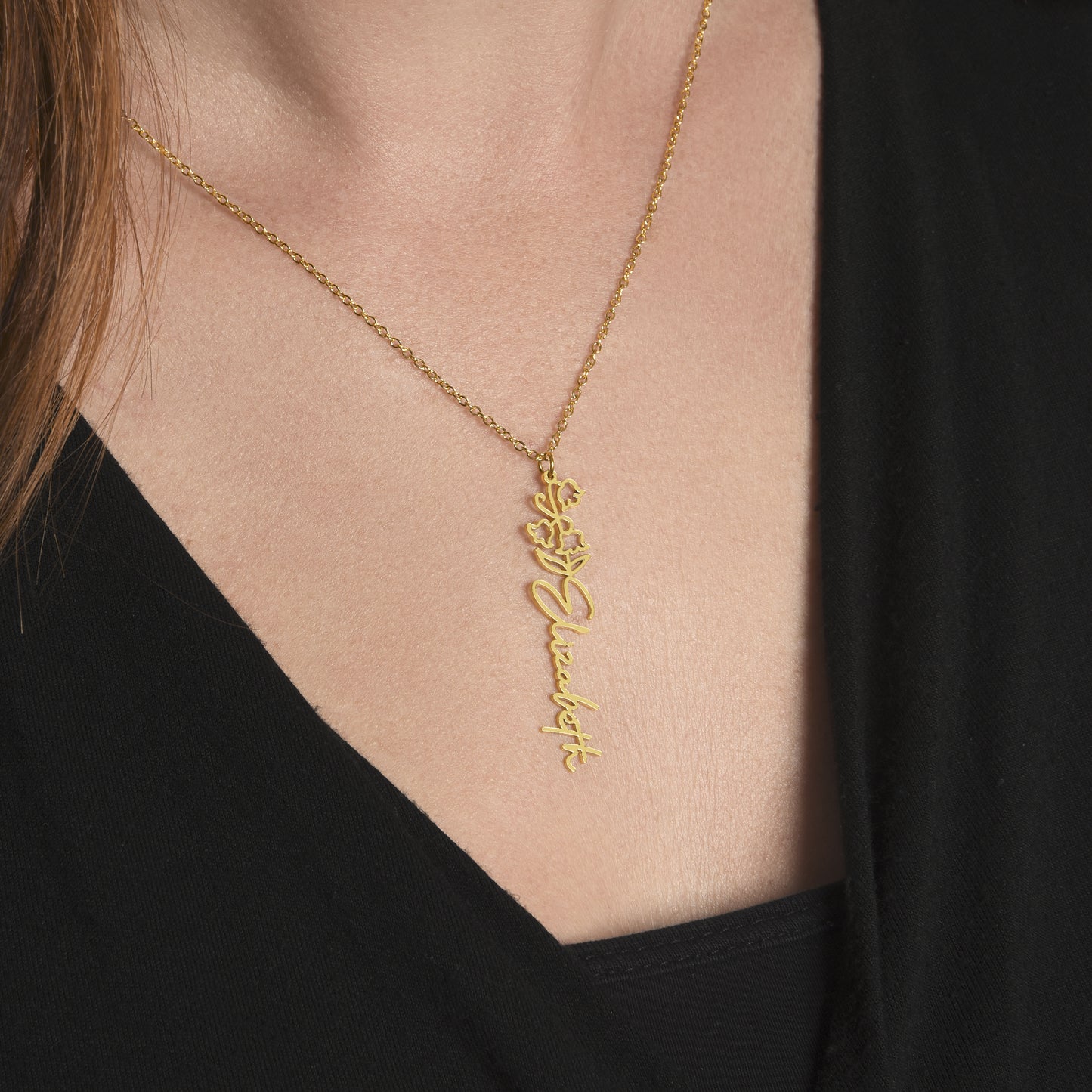 April Birth Flower Custom Gold Necklace