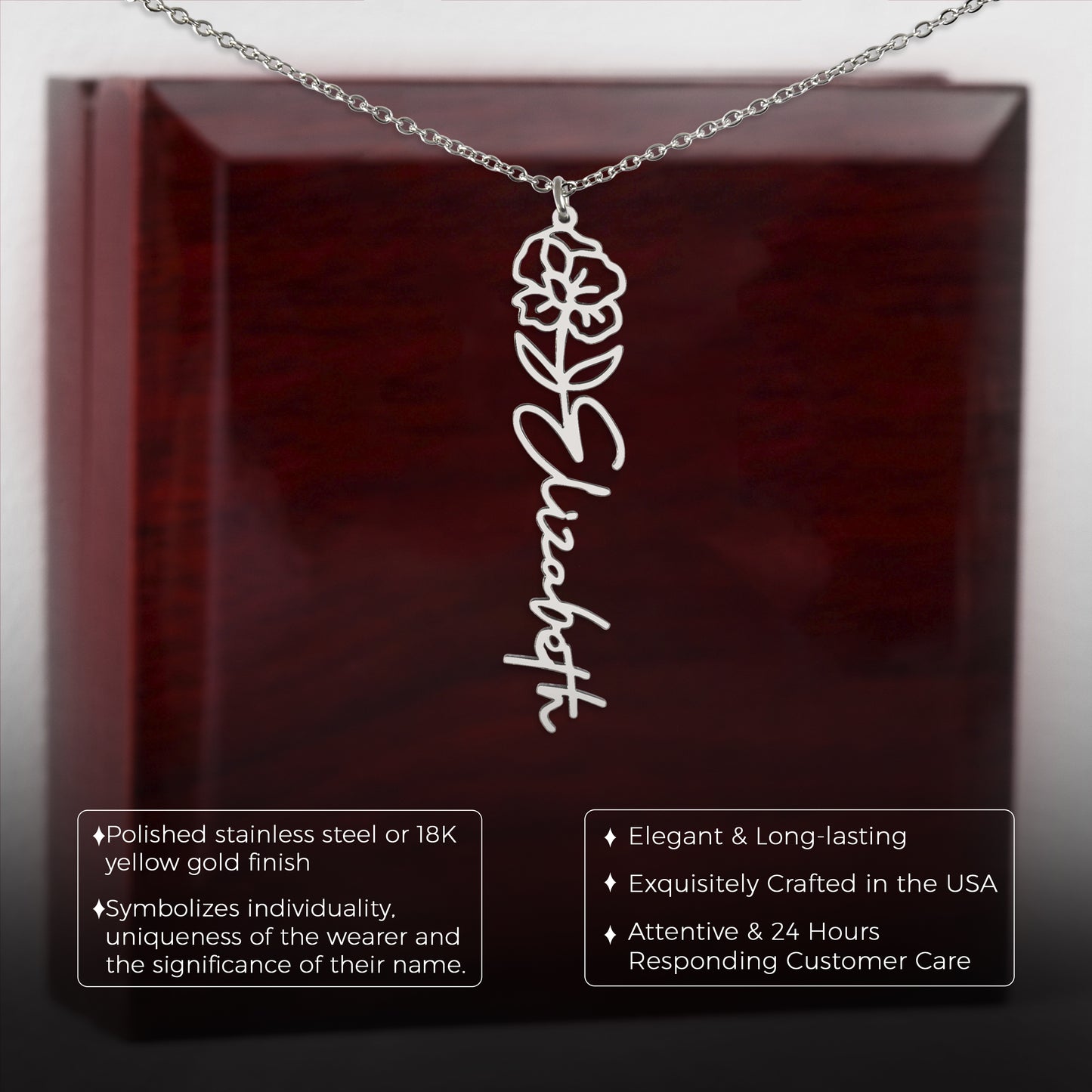 August Birth Flower Necklace Custom Gifts