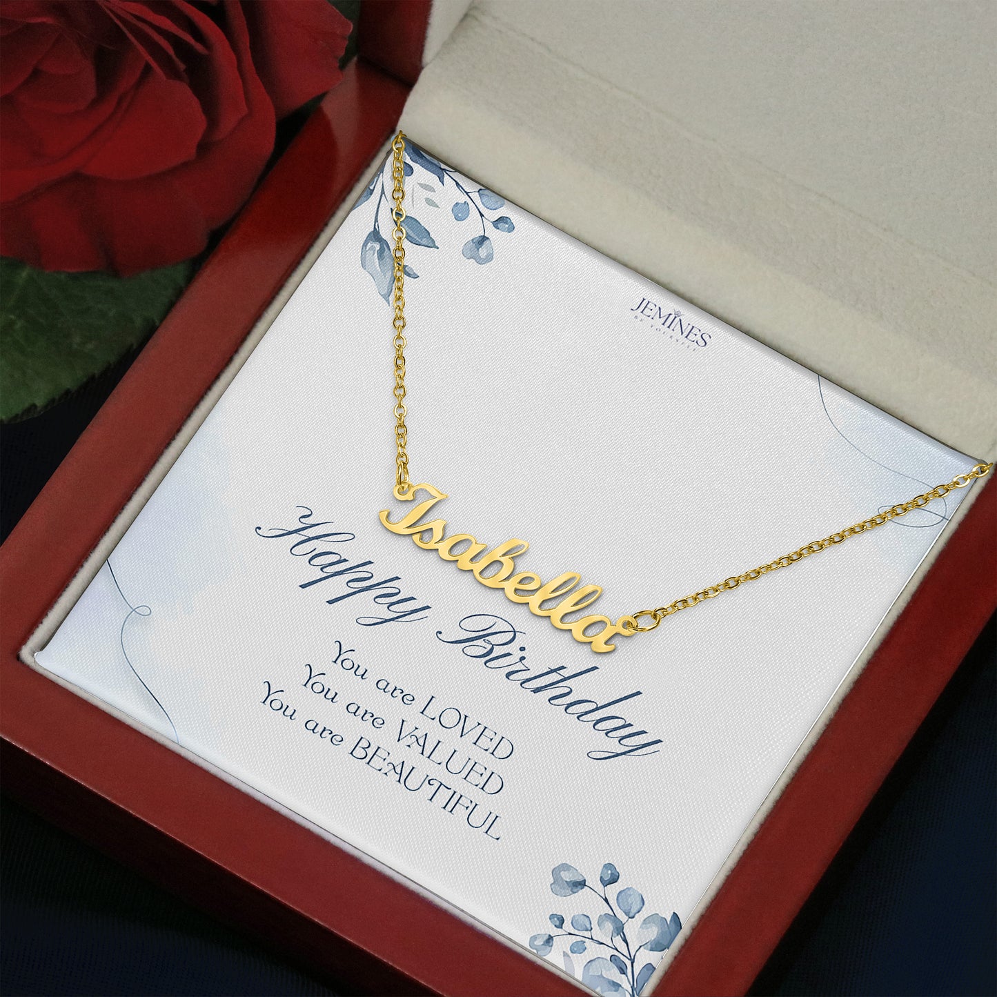 Birthday Name Gold Necklace Custom Gifts