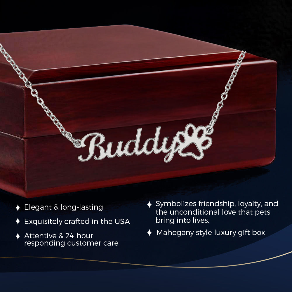 Custom Name Paw Print Necklace Elegant Gifts