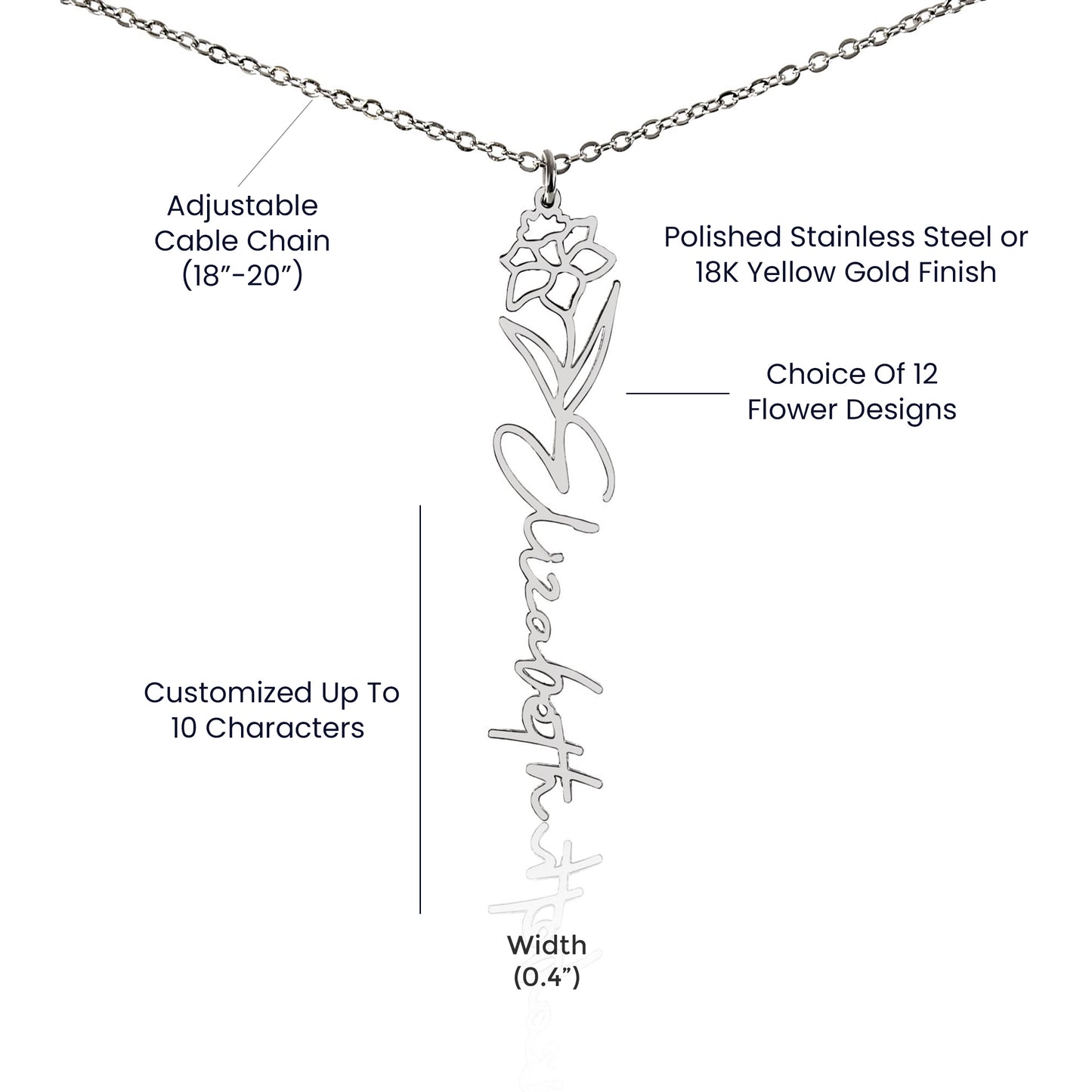 December Birth Flower Necklace Custom Gifts