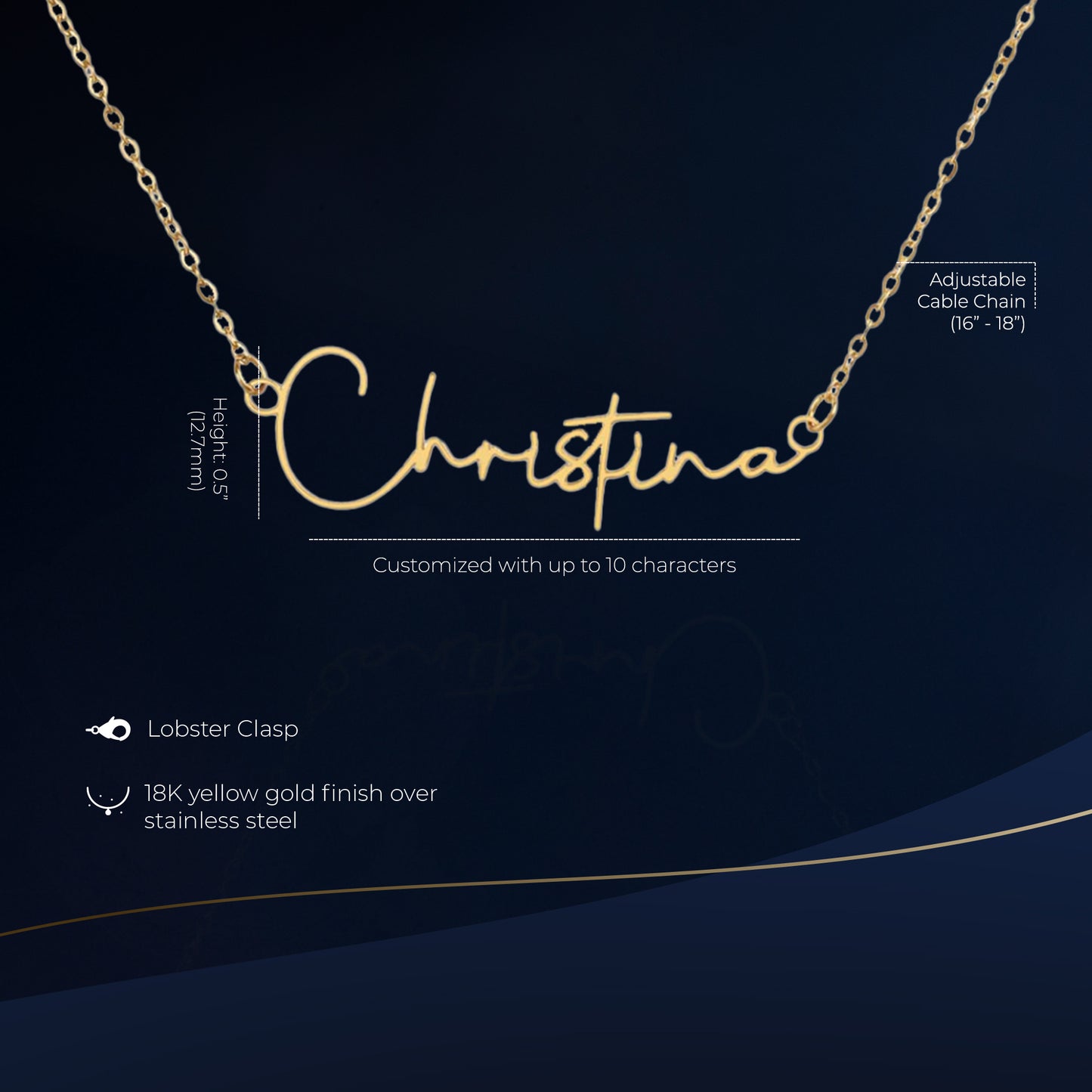 Princesa Custom Signature Name Gold Necklace