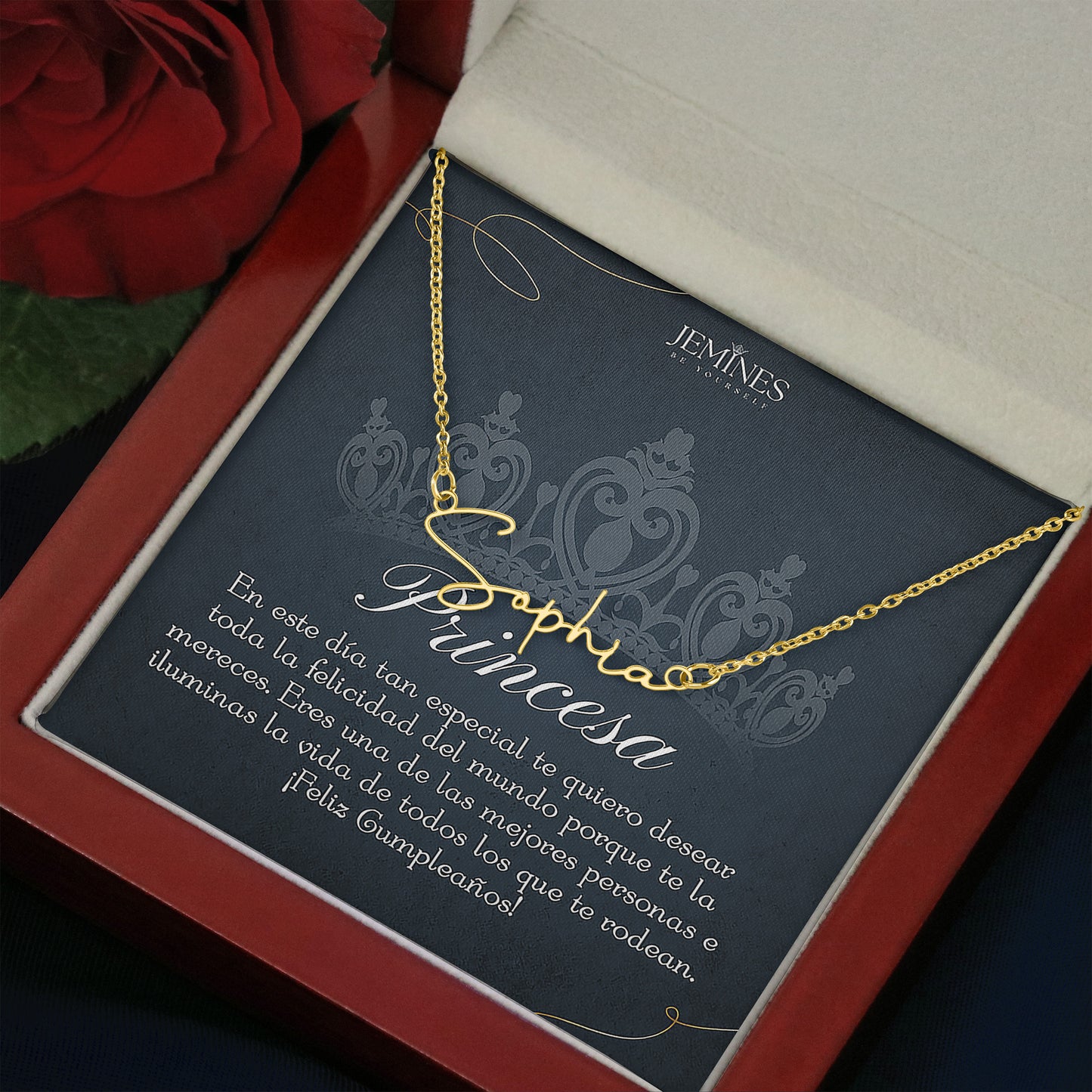 Princesa Custom Signature Name Gold Necklace