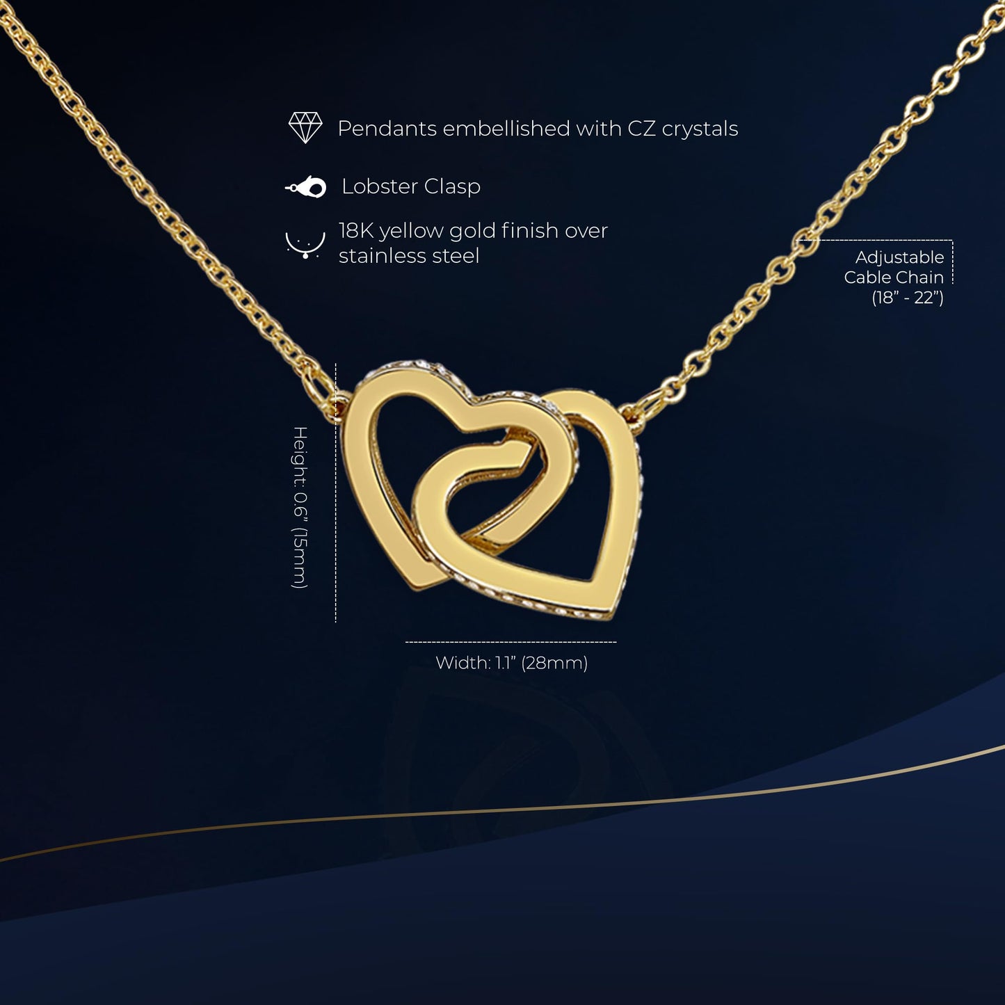 Interlocking Heart Gold Necklace Elegant Gifts