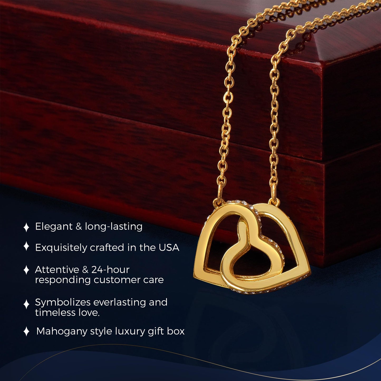 Interlocking Heart Gold Necklace Elegant Gifts