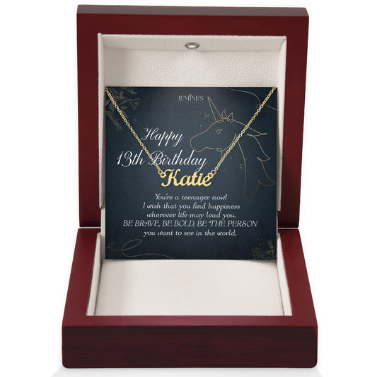 13th Birthday Custom Name Gold Necklace Gifts