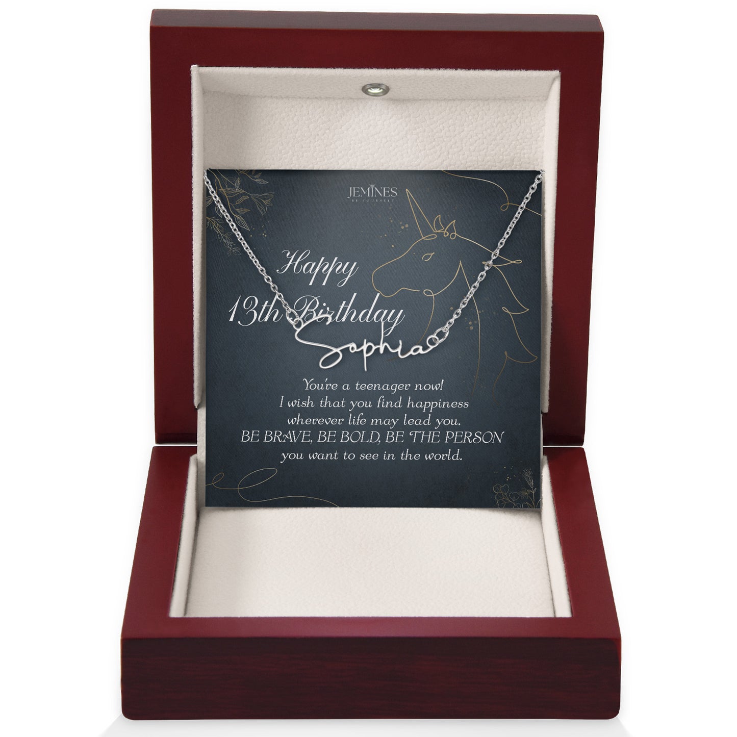 13th Birthday Custom Signature Name Necklace