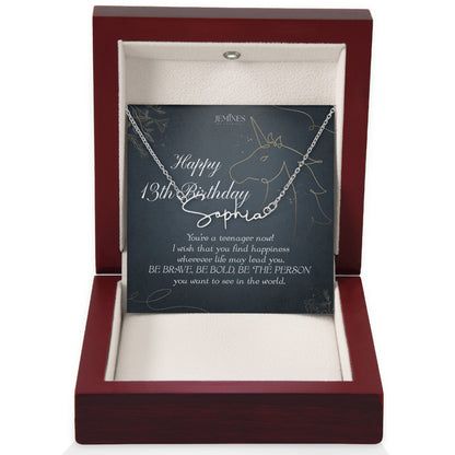 13th Birthday Custom Signature Name Necklace