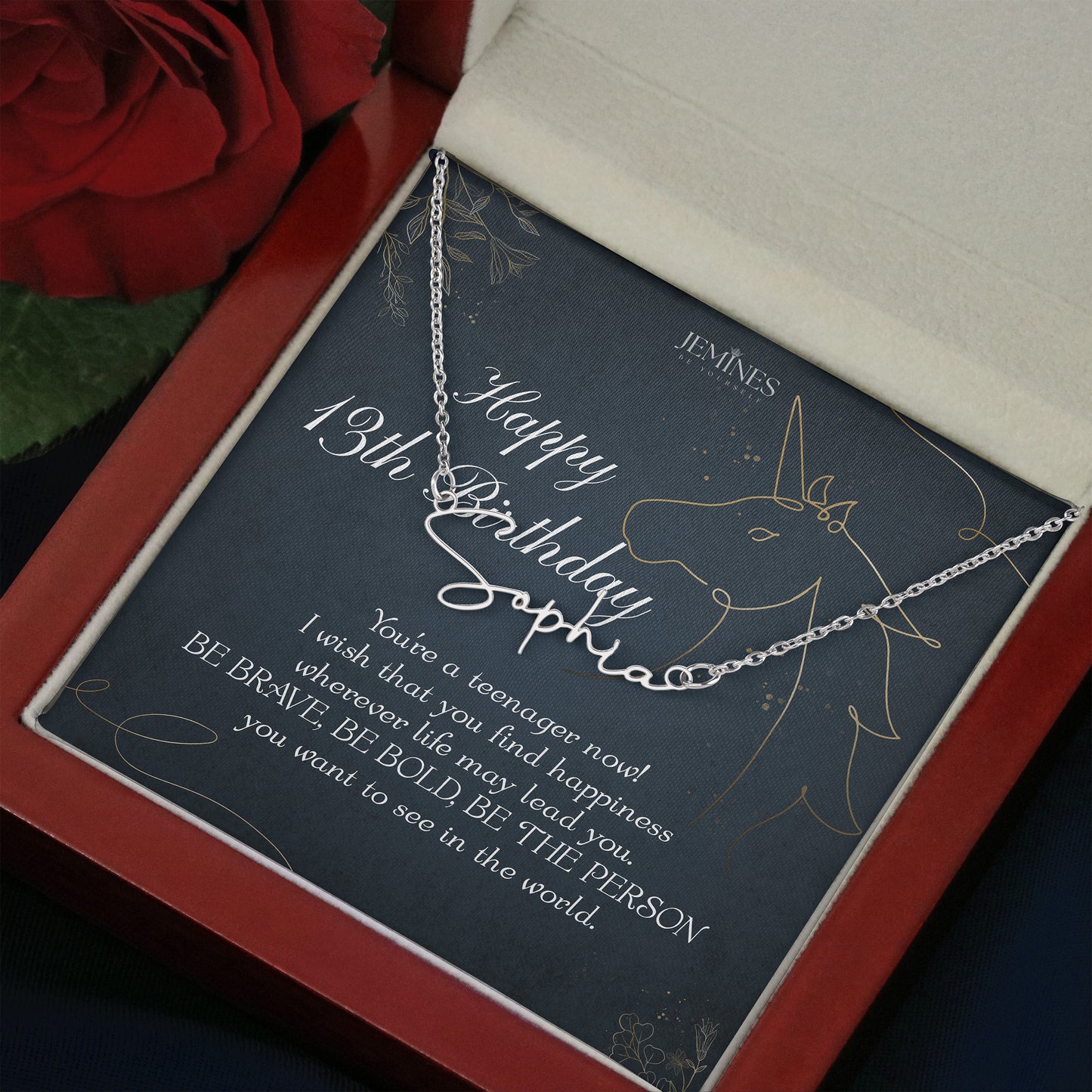 13th Birthday Custom Signature Name Necklace