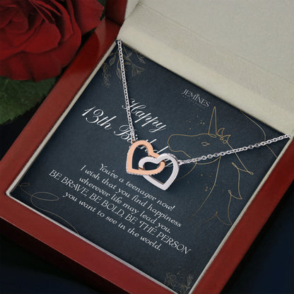 13th Birthday Interlocking Hearts Necklace