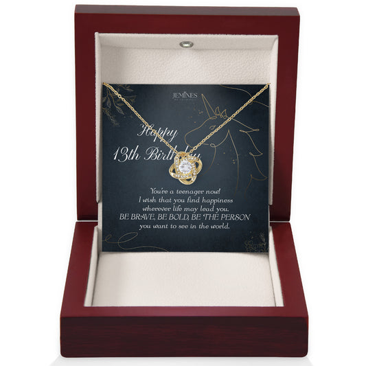 13th Birthday Love Knot Gold Necklace Gifts