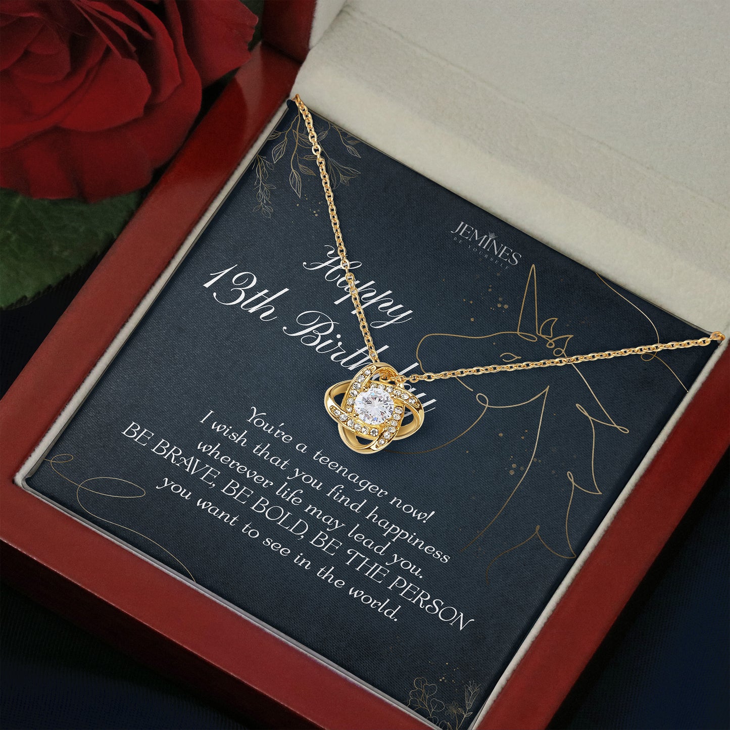 13th Birthday Love Knot Gold Necklace Gifts