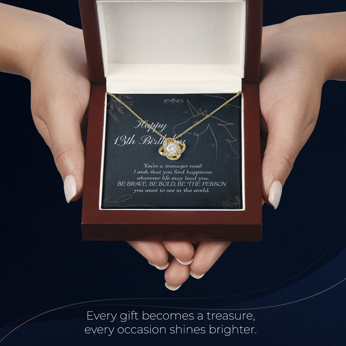 13th Birthday Love Knot Gold Necklace Gifts