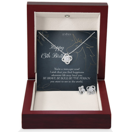 13th Birthday Love Knot Set Necklace Gifts