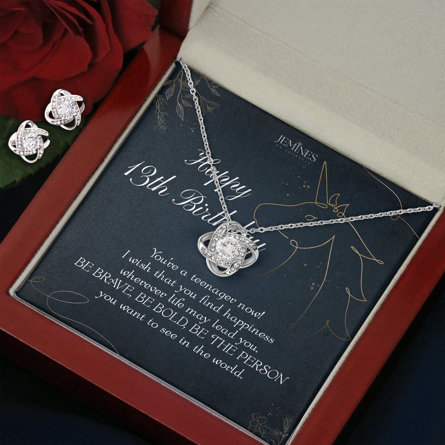 13th Birthday Love Knot Set Necklace Gifts