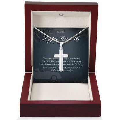16th Birthday Artisan Crafted Cross Necklace