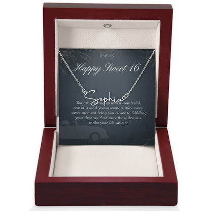 16th Birthday Custom Signature Name Necklace