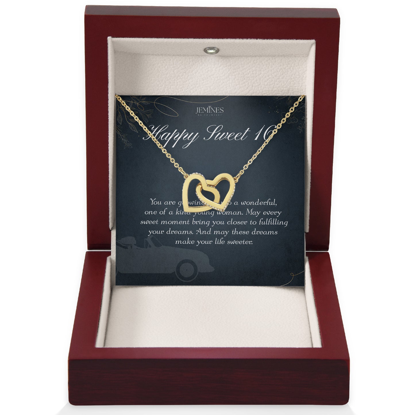 16th Birthday Interlocking Hearts Gold Necklace