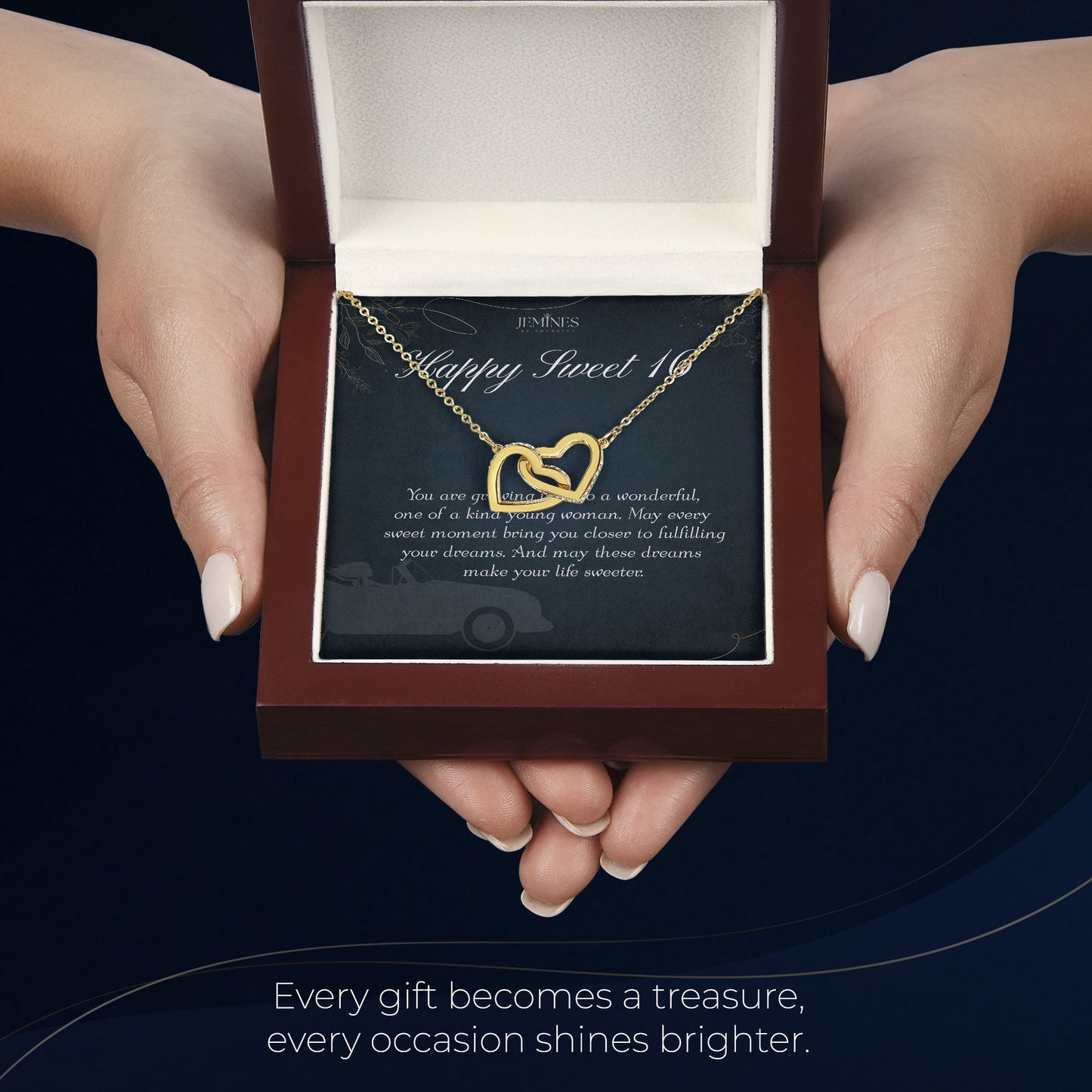 16th Birthday Interlocking Hearts Gold Necklace