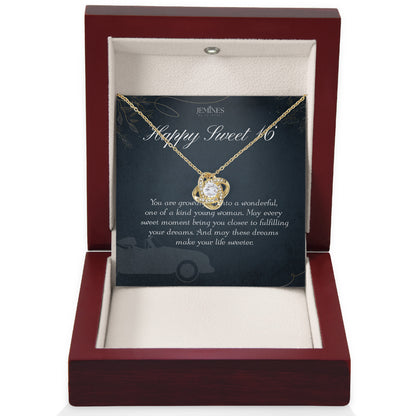 16th Birthday Love Knot Gold Necklace Gifts