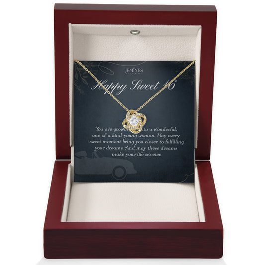 16th Birthday Love Knot Gold Necklace Gifts