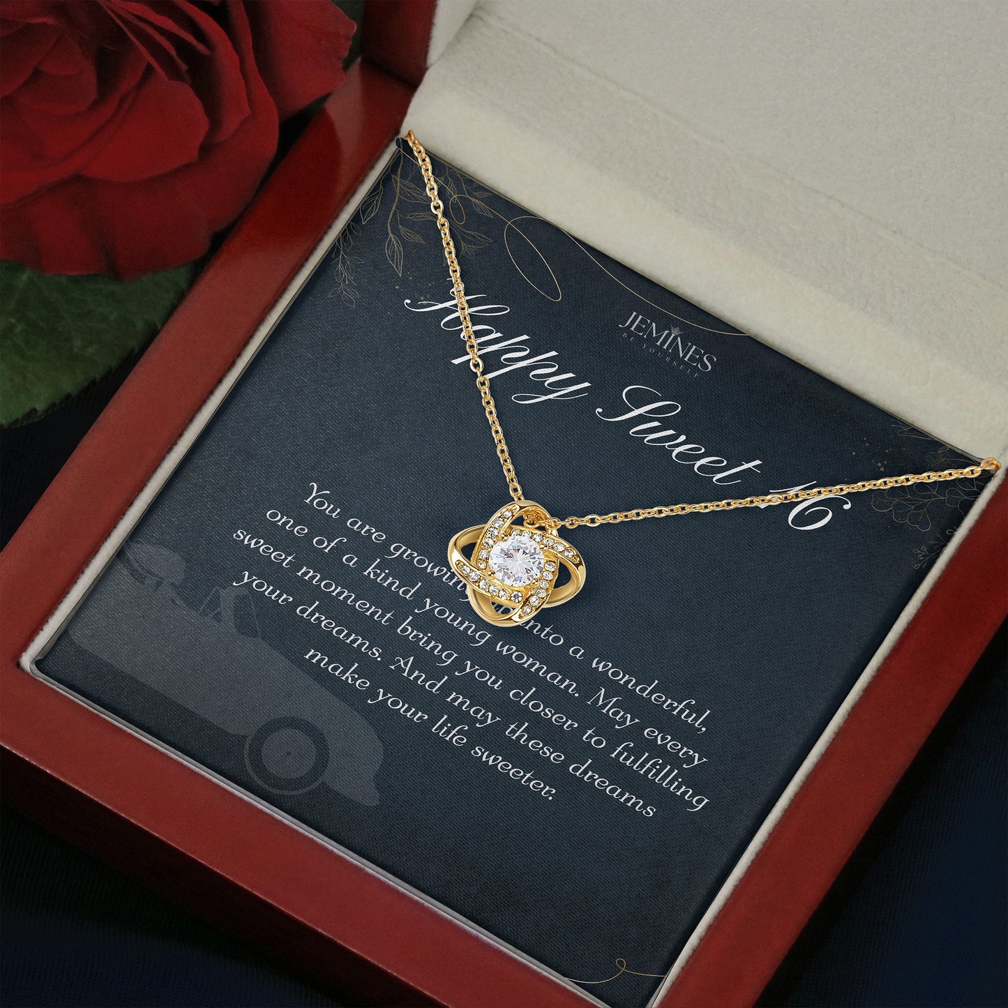16th Birthday Love Knot Gold Necklace Gifts