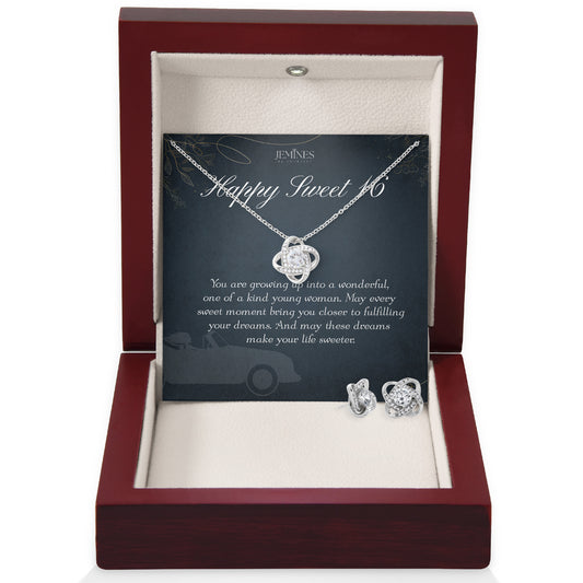 16th Birthday Love Knot Set Necklace Gifts