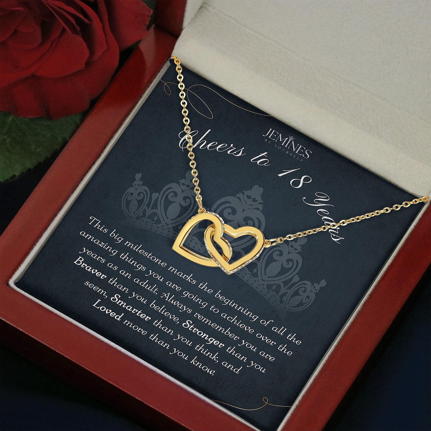 18th Birthday Interlocking Hearts Gold Necklace