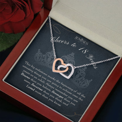 18th Birthday Interlocking Hearts Necklace