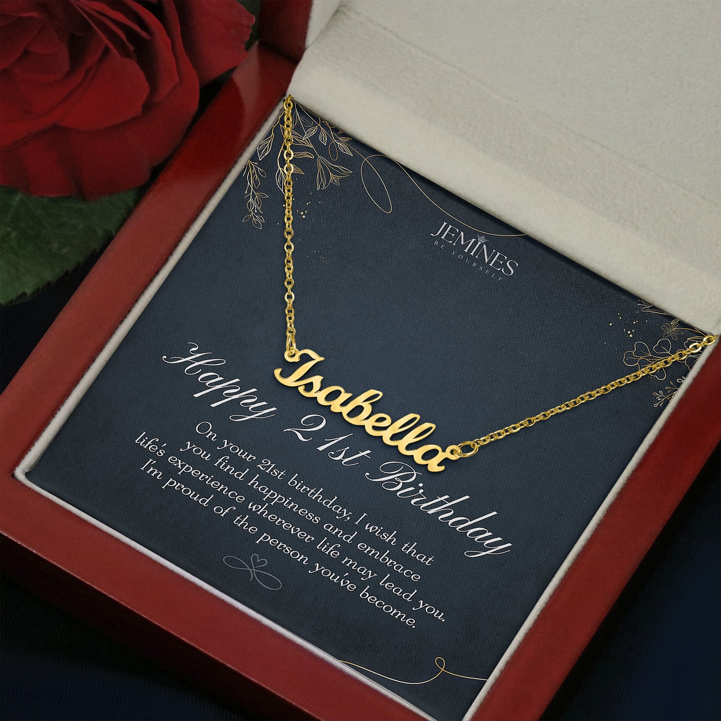 21st Birthday Custom Name Gold Necklace Gifts