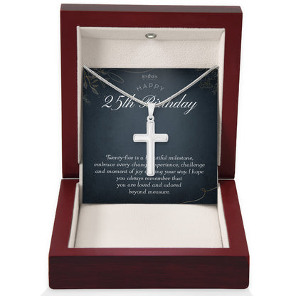 25th Birthday Artisan Crafted Cross Necklace