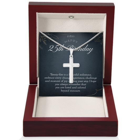 25th Birthday Artisan Crafted Cross Necklace