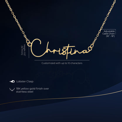 25th Birthday Custom Signature Name Gold Necklace
