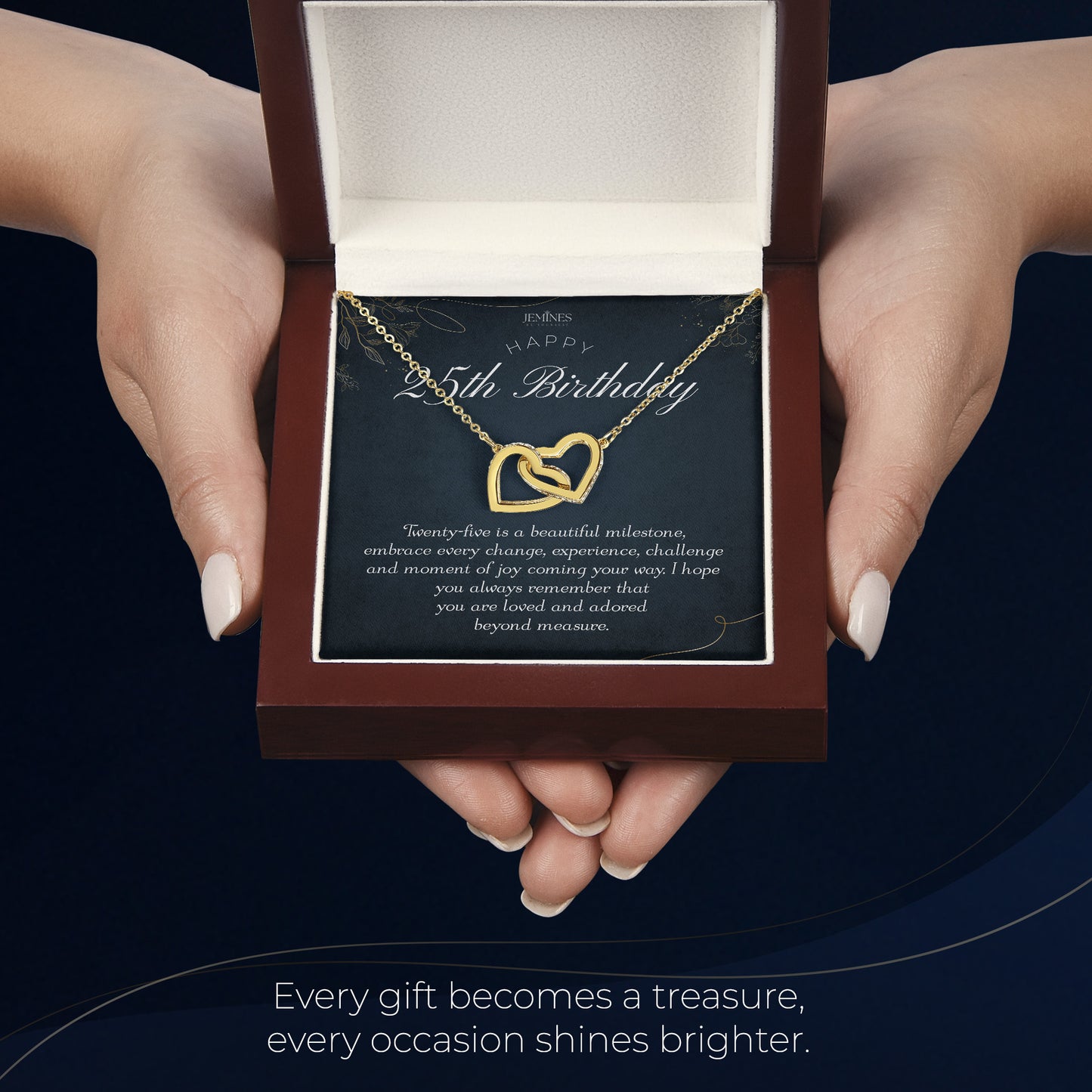 25th Birthday Interlocking Hearts Gold Necklace