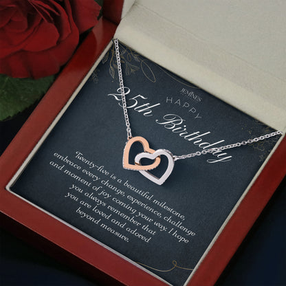 25th Birthday Interlocking Hearts Necklace