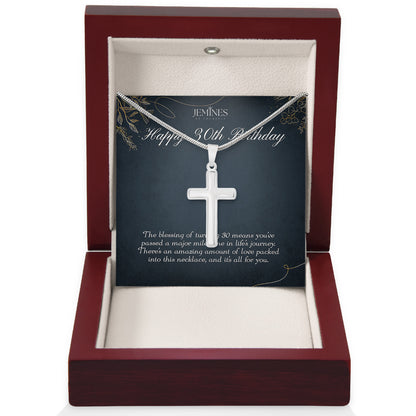 30th Birthday Artisan Crafted Cross Necklace