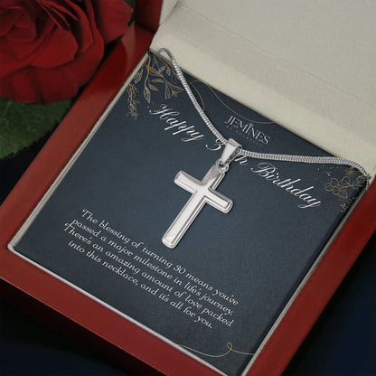 30th Birthday Artisan Crafted Cross Necklace
