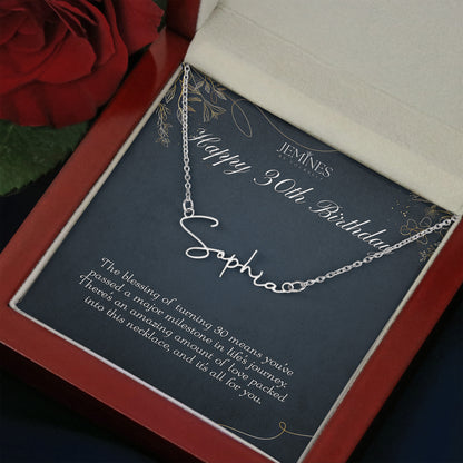 30th Birthday Custom Signature Name Necklace