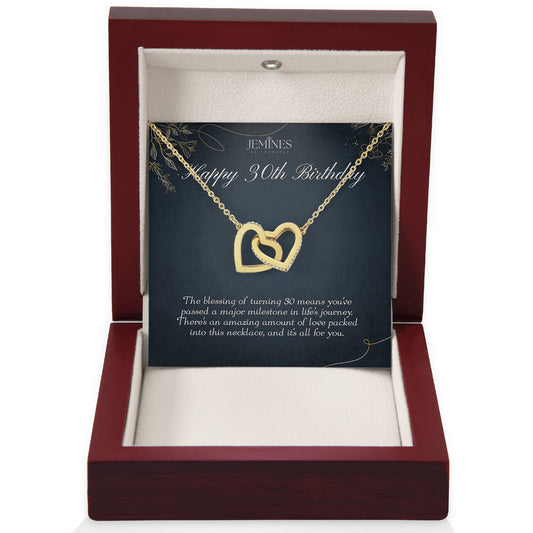 30th Birthday Interlocking Hearts Gold Necklace