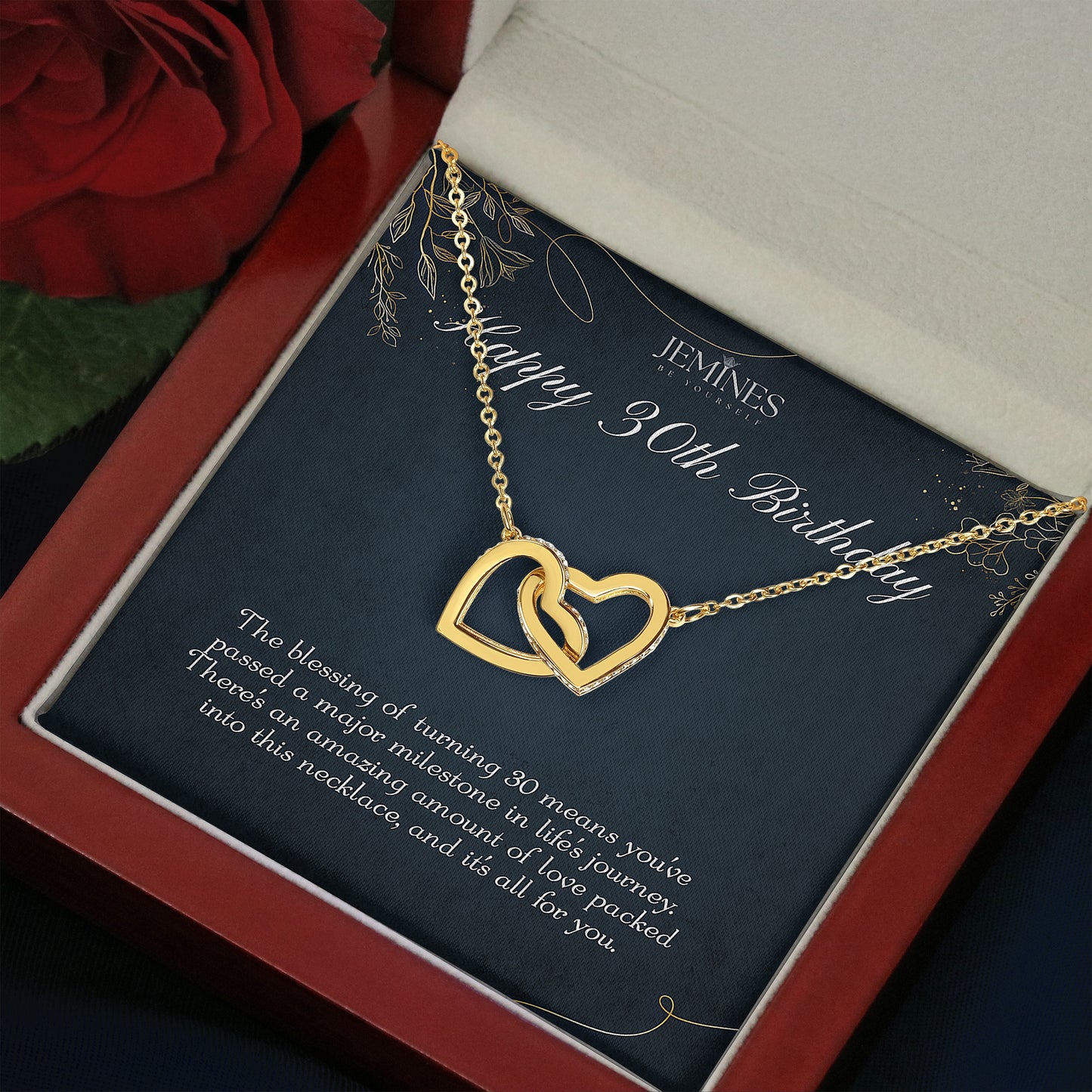 30th Birthday Interlocking Hearts Gold Necklace
