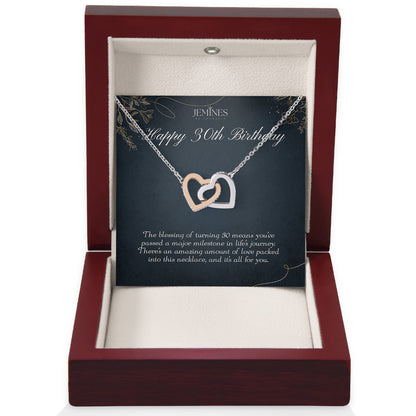 30th Birthday Interlocking Hearts Necklace