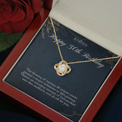 30th Birthday Love Knot Gold Necklace Gifts
